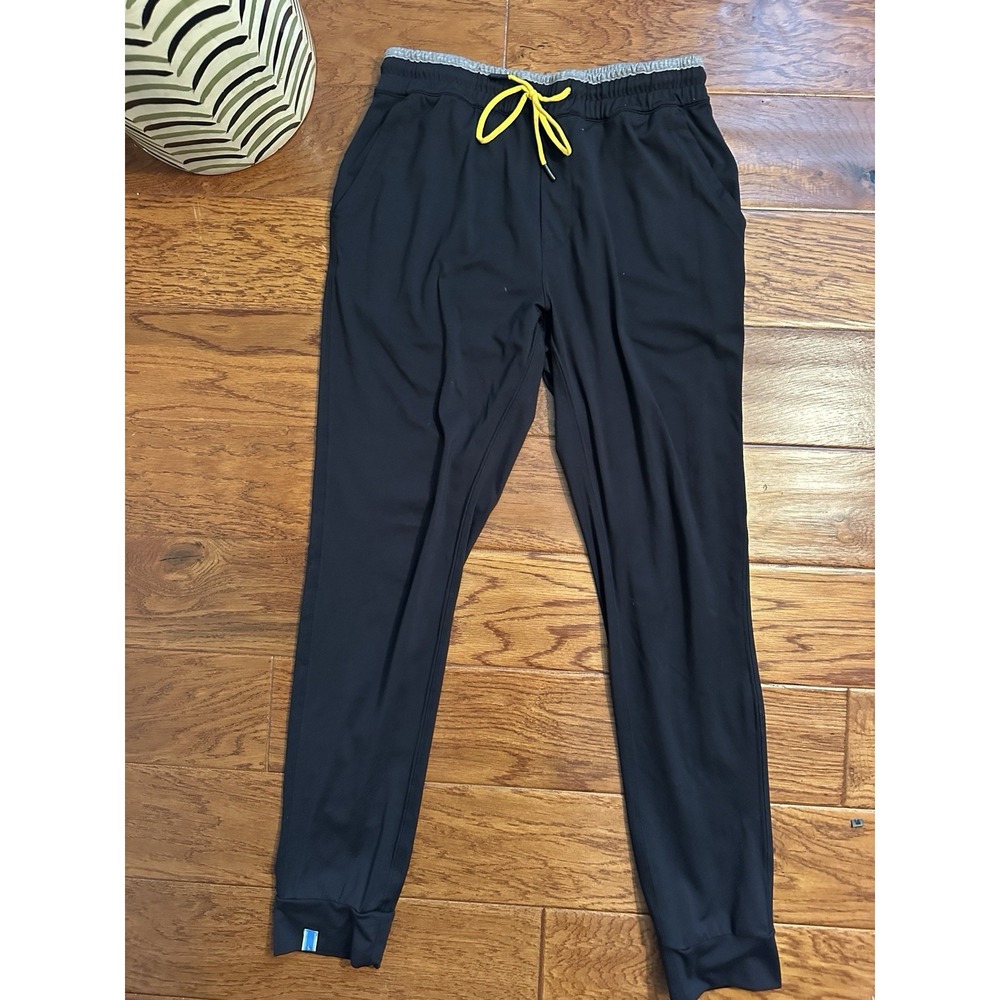 Chubbies Mens Small Black Joggers Pants Elastic Waist Stretch Yellow Drawstring